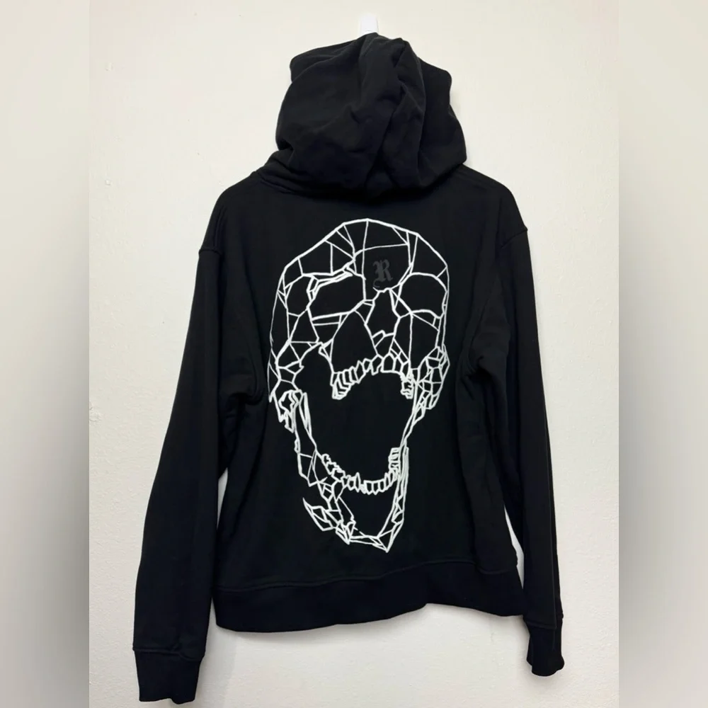 Revenge Men’s Black Hoodie Spider Arch Hoodie Black Glow In The Dark Streetwear